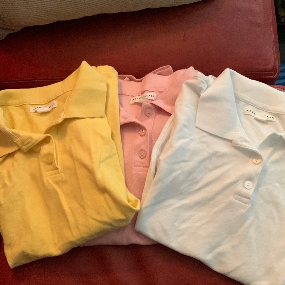 Three Aeropostale Button Up Collared Shirts. Women’s short sleeve size M.